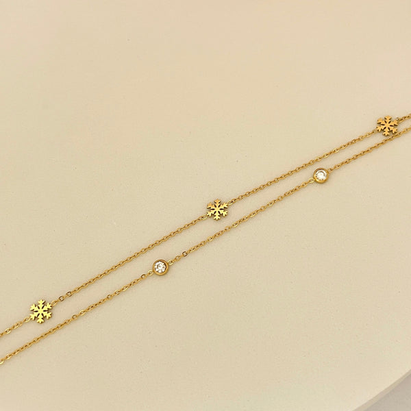 Golden Snowflakes Anklet